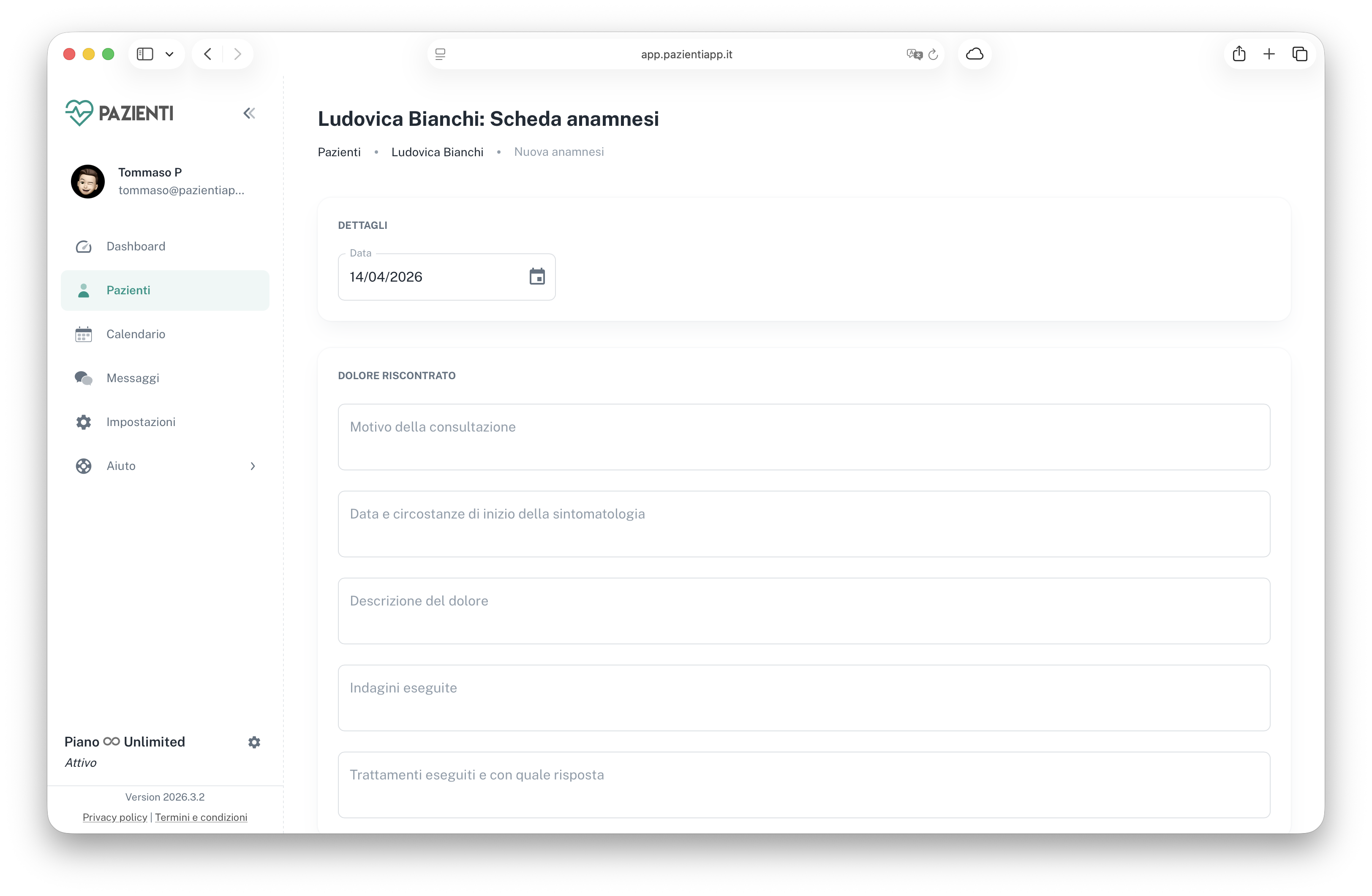 Anteprima scheda anamnestica