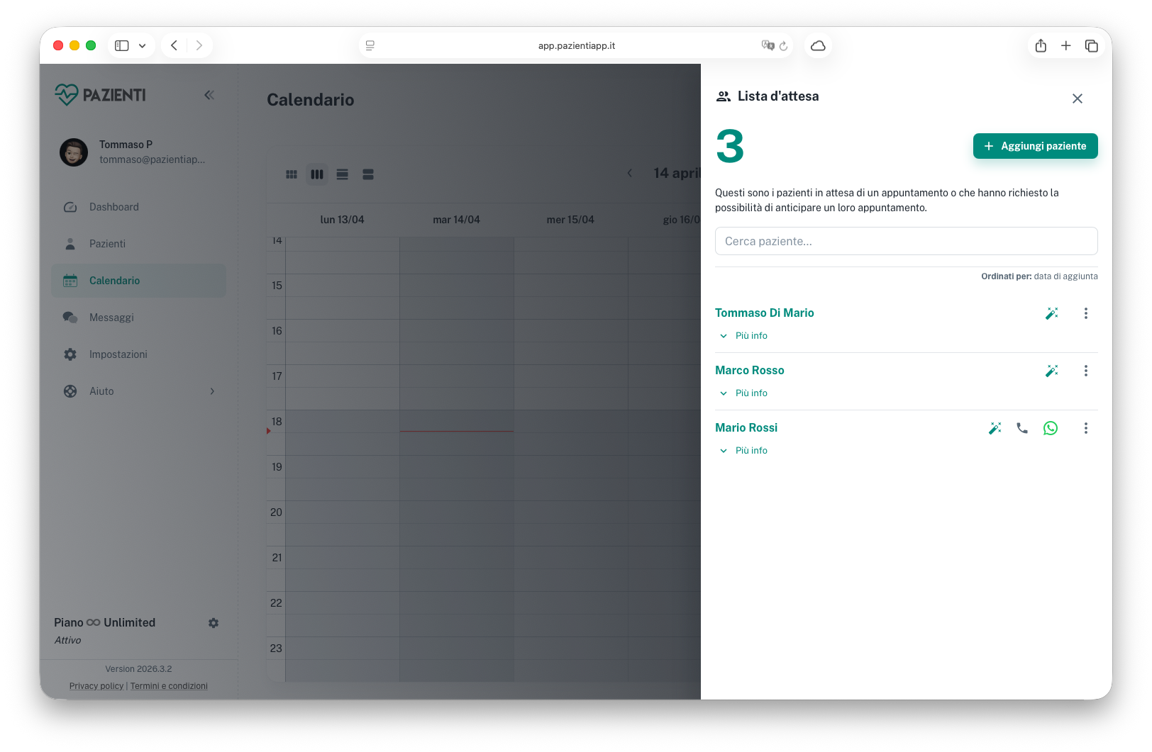 Anteprima lista d'attesa