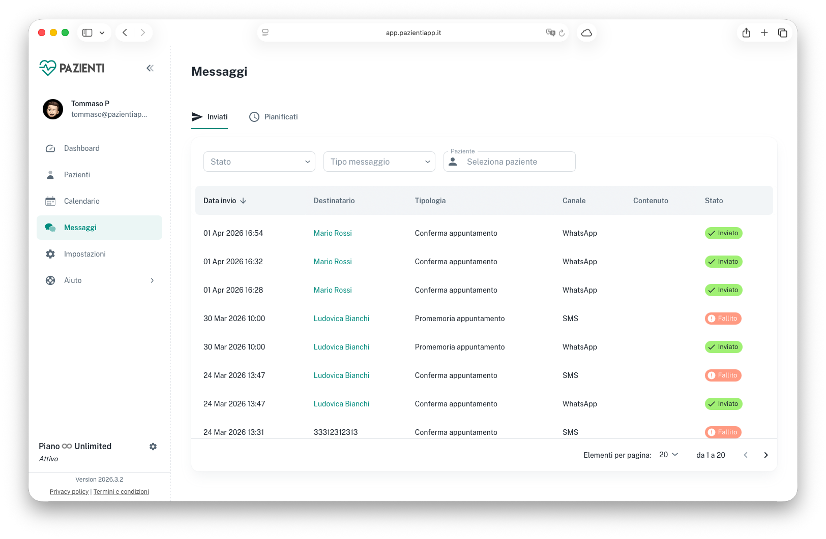 Anteprima messaggi automatici